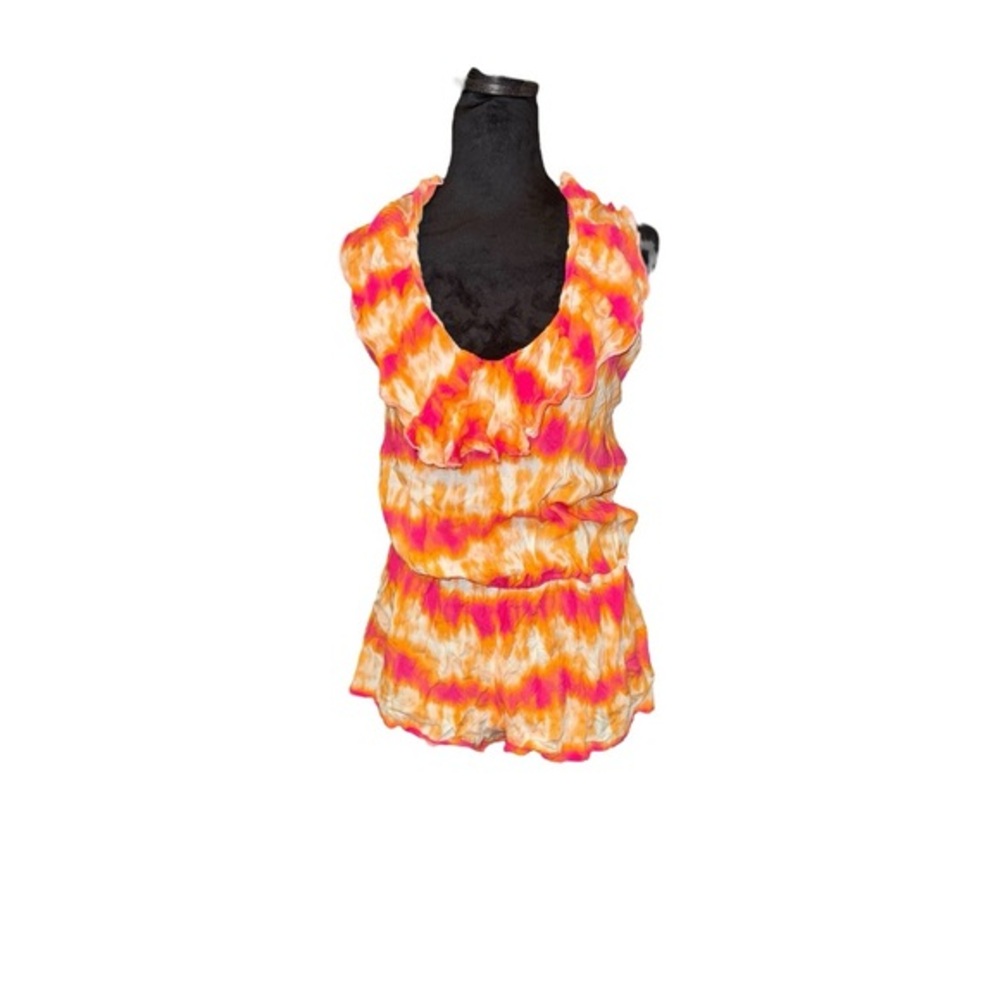 VICTORIA'S SECRET BEACH SEXY SWIM ROMPER COVERUP TIE DYE ORANGE size s‎